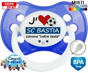 Tetine J'aime sc bastia + prénom embout Anatomique personnalisée