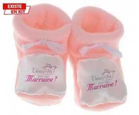 Veux-tu être ma marraine? Style2: Chausson bébé-su7.fr