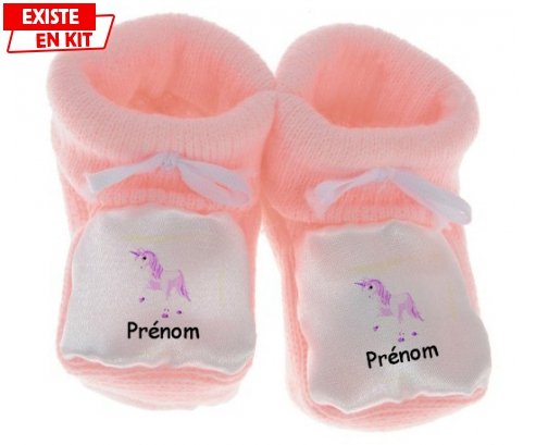 Chausson Bebe Personnalise Licorne Style1 Prenom