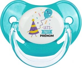 let's party anniversaire + prénom : Sucette Bleue classique embout physiologique