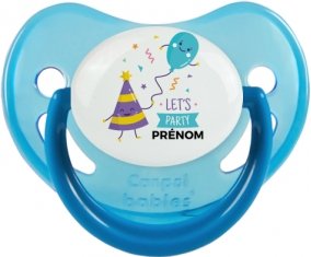 let's party anniversaire + prénom : Sucette Bleue phosphorescente embout physiologique