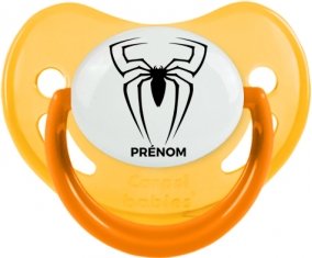 Spiderman araignée + prénom : Sucette Jaune phosphorescente embout physiologique