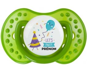 Tetine let's party anniversaire + prénom embout LOVI Dynamic personnalisée