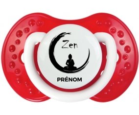 Zen méditation + prénom : 0/6 mois - Blanc-rouge classique embout Lovi Dynamic