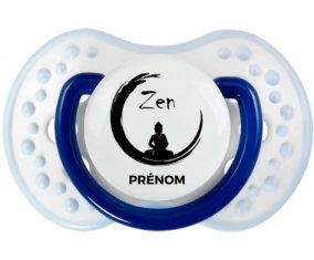 Zen méditation + prénom : 0/6 mois - Marine-blanc-bleu classique embout Lovi Dynamic