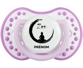 Zen méditation + prénom : 0/6 mois - Blanc-mauve classique embout Lovi Dynamic