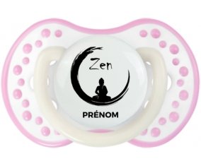 Zen méditation + prénom : 0/6 mois - Blanc-rose phosphorescente embout Lovi Dynamic