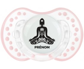 Bouddah méditation style 2 + prénom : 0/6 mois - Retro-blanc-rose-tendre classique embout Lovi Dynamic