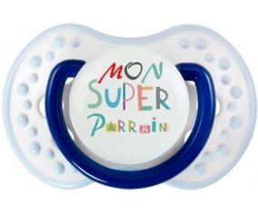 Mon super parrain + prénom : 0/6 mois - Marine-blanc-bleu classique embout Lovi Dynamic