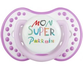 Mon super parrain + prénom : 0/6 mois - Blanc-mauve classique embout Lovi Dynamic