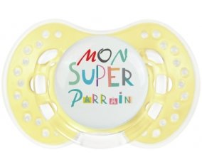 Mon super parrain + prénom : 0/6 mois - Trendy-jaune classique embout Lovi Dynamic