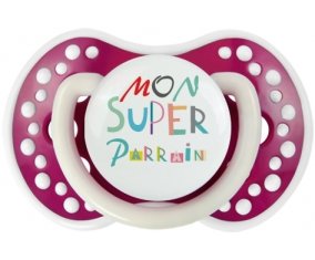 Mon super parrain + prénom : 0/6 mois - Fuchsia phosphorescente embout Lovi Dynamic