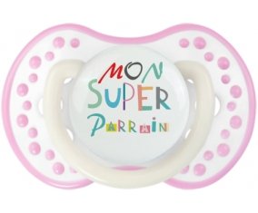 Mon super parrain + prénom : 0/6 mois - Blanc-rose phosphorescente embout Lovi Dynamic