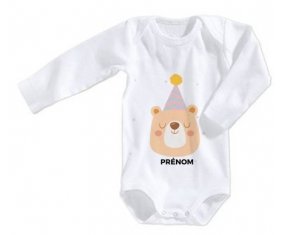 Body bébé Ours anniversaire + prénom 12/18 mois manches Longues