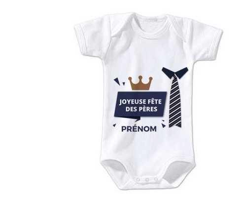 Body Bebe Personnalise Joyeuse Fetes Des Peres Style 2 Garcon Prenom En Coton