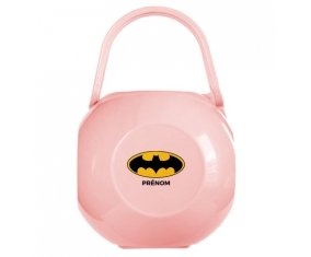 Boîte à sucette Batman + prénom de couleur Rose