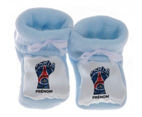 Chausson bébé Force Paris saint-germain + prénom de couleur Bleu