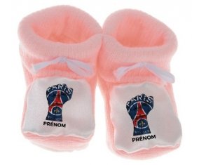 Chausson bébé Force Paris saint-germain + prénom de couleur Rose