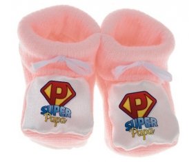 Chausson bébé Super Papa de couleur Rose