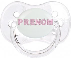 Tétine Prénom ou texte personnalisée alphabet style-7 :Transparent classique Tétine embout cerise 0/6 mois