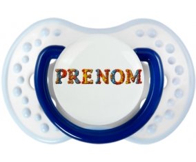 Tétine Prénom ou texte personnalisée alphabet style-13 :Marine-blanc-bleu classique Tétine embout Lovi Dynamic 0/6 mois