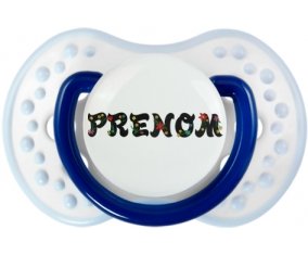 Tétine Prénom ou texte personnalisée alphabet style-20 :Marine-blanc-bleu classique Tétine embout Lovi Dynamic 0/6 mois