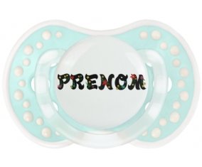 Tétine Prénom ou texte personnalisée alphabet style-20 :Retro-turquoise-lagon classique Tétine embout Lovi Dynamic 0/6 mois