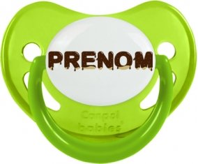 Tétine Prénom ou texte personnalisée alphabet style-37 :Vert phosphorescente embout physiologique 0/6 mois