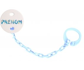 Attache-tétine Prénom ou texte personnalisée alphabet style-6 couleur Bleu ciel