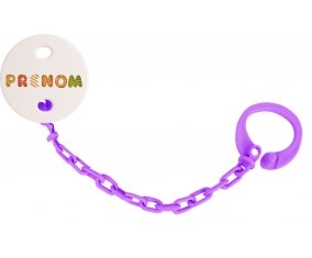 Attache-tétine Prénom ou texte personnalisée alphabet style-8 couleur Violet