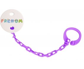 Attache-tétine Prénom ou texte personnalisée alphabet style-28 couleur Violet