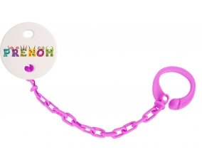 Attache-tétine Prénom ou texte personnalisée alphabet style-53 couleur Rose fuschia