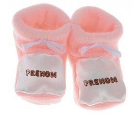 Chausson Prénom ou texte personnalisée alphabet style-56 de couleur Rose