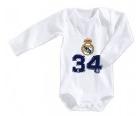 Body personnalisé Real Madrid : Campeones 34 Liga design-3 taille 3/6 mois manches Longues