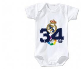 Body personnalisé Real Madrid : Campeones 34 Liga design-4 taille 3/6 mois manches Courtes