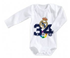 Body personnalisé Real Madrid : Campeones 34 Liga design-4 taille 3/6 mois manches Longues