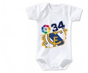 Body personnalisé Real Madrid : Campeones 34 Liga design-6 taille 3/6 mois manches Courtes