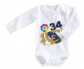 Body personnalisé Real Madrid : Campeones 34 Liga design-6 taille 3/6 mois manches Longues