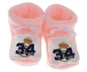 Chausson bébé Real Madrid : Campeones 34 Liga design-5 de couleur Rose