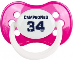 Real Madrid : Campeones 34 Liga design-1 : Rose foncé classique Tétine embout anatomique