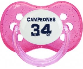 Real Madrid : Campeones 34 Liga design-1 : Rose à paillette Tétine embout cerise