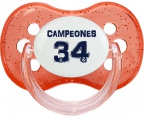 Real Madrid : Campeones 34 Liga design-1 : Rouge à paillette Tétine embout cerise