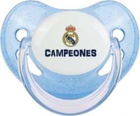 Real Madrid : Campeones 34 Liga design-2 : Bleue à paillette Tétine embout physiologique