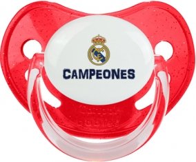 Real Madrid : Campeones 34 Liga design-2 : Rouge à paillette Tétine embout physiologique