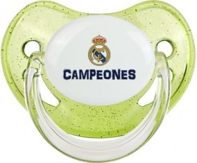 Real Madrid : Campeones 34 Liga design-2 : Vert à paillette Tétine embout physiologique