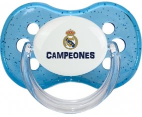 Real Madrid : Campeones 34 Liga design-2 : Bleu à paillette Tétine embout cerise