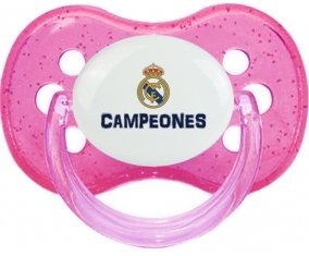 Real Madrid : Campeones 34 Liga design-2 : Rose à paillette Tétine embout cerise