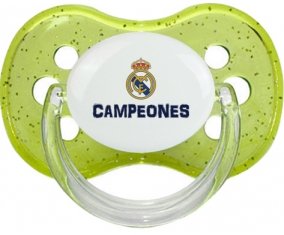 Real Madrid : Campeones 34 Liga design-2 : Vert à paillette Tétine embout cerise