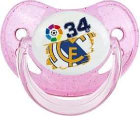 Real Madrid : Campeones 34 Liga design-6 : Rose à paillette Tétine embout physiologique