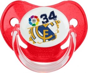 Real Madrid : Campeones 34 Liga design-6 : Rouge à paillette Tétine embout physiologique